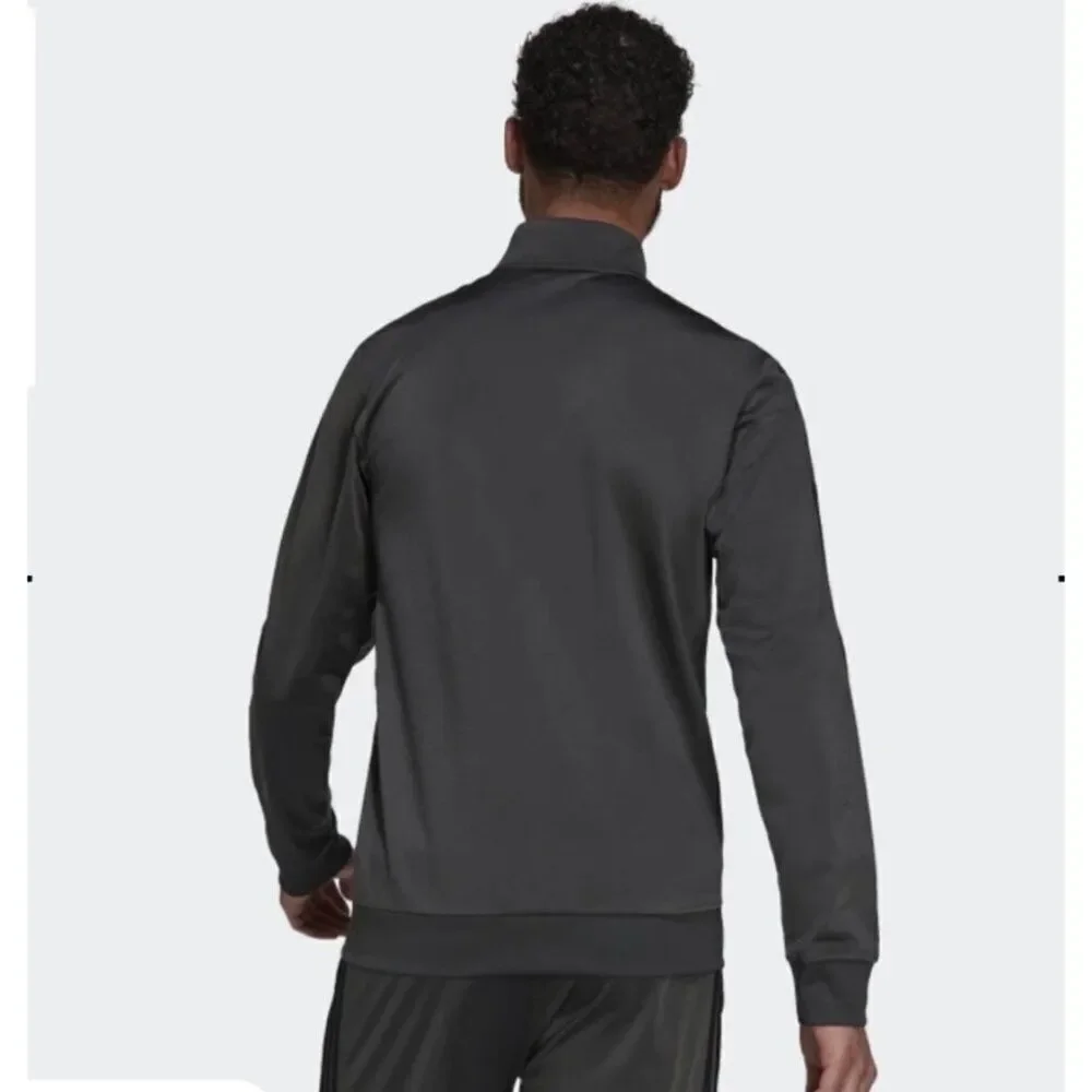 Adidas Men Gray Essential Three Stripe Zip Front Jacket Size XL